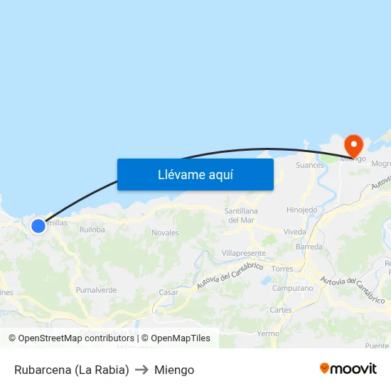 Rubarcena (La Rabia) to Miengo map