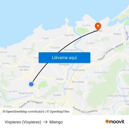 Vispieres (Vispieres) to Miengo map