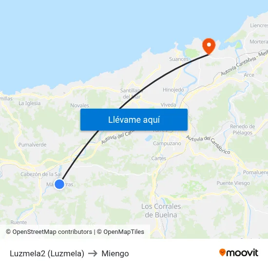 Luzmela2 (Luzmela) to Miengo map