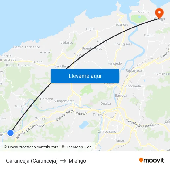 Caranceja (Caranceja) to Miengo map