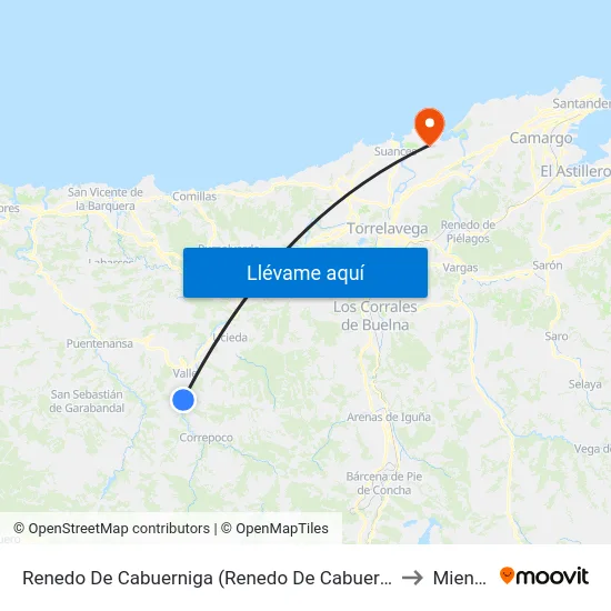 Renedo De Cabuerniga (Renedo De Cabuerniga) to Miengo map