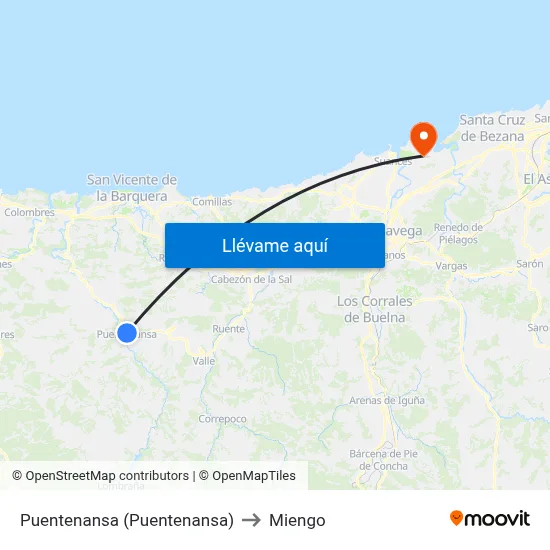 Puentenansa (Puentenansa) to Miengo map