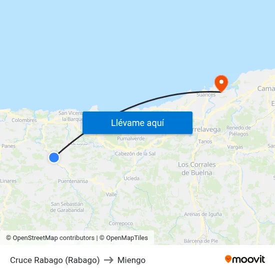 Cruce Rabago (Rabago) to Miengo map