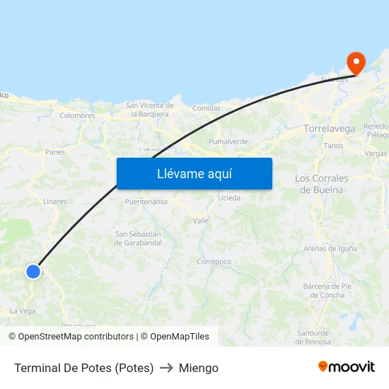 Terminal De Potes (Potes) to Miengo map