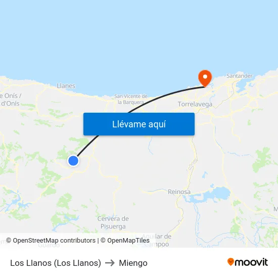 Los Llanos (Los Llanos) to Miengo map
