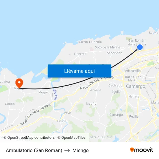Ambulatorio (San Roman) to Miengo map