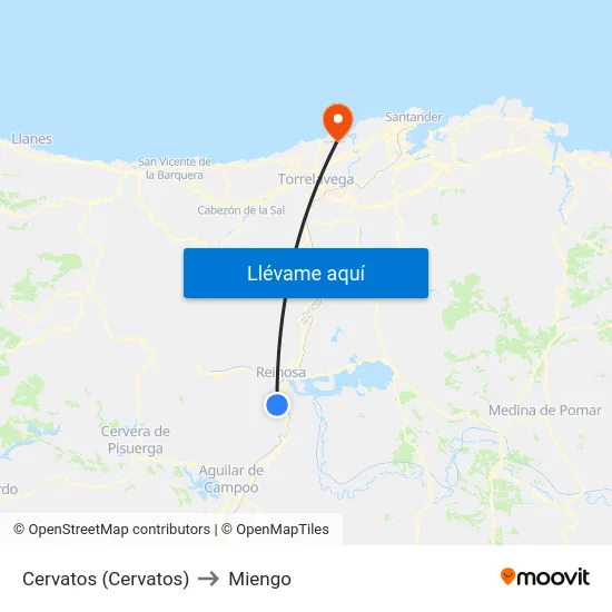 Cervatos (Cervatos) to Miengo map