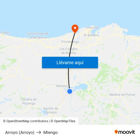 Arroyo (Arroyo) to Miengo map