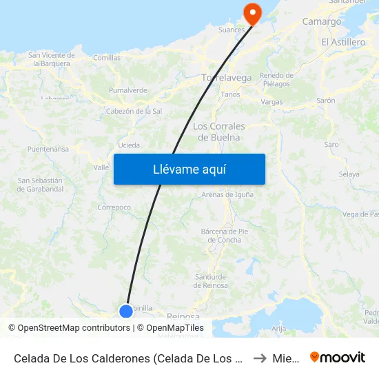 Celada De Los Calderones (Celada De Los Calderones) to Miengo map