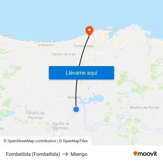 Fombellida (Fombellida) to Miengo map