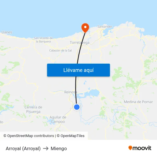 Arroyal (Arroyal) to Miengo map