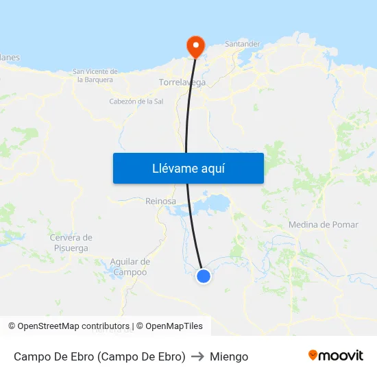 Campo De Ebro (Campo De Ebro) to Miengo map