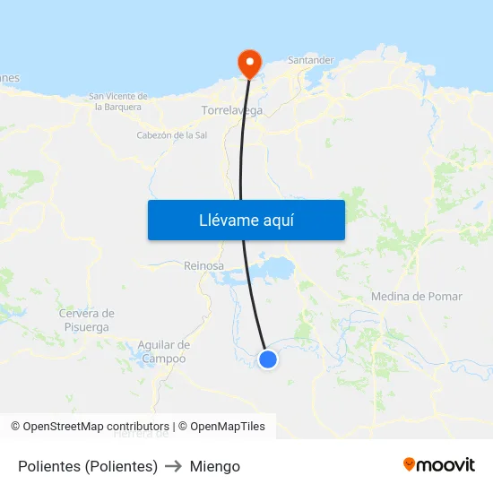 Polientes (Polientes) to Miengo map