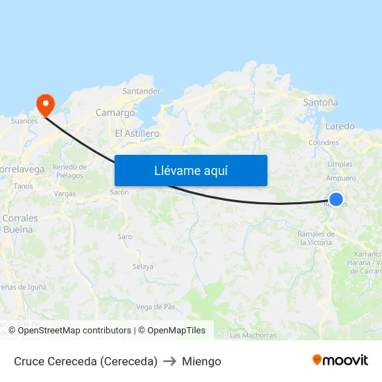 Cruce Cereceda (Cereceda) to Miengo map