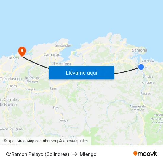C/Ramon Pelayo (Colindres) to Miengo map