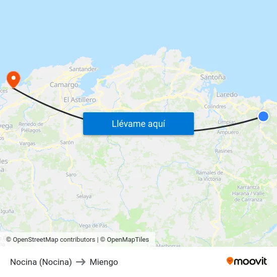 Nocina (Nocina) to Miengo map