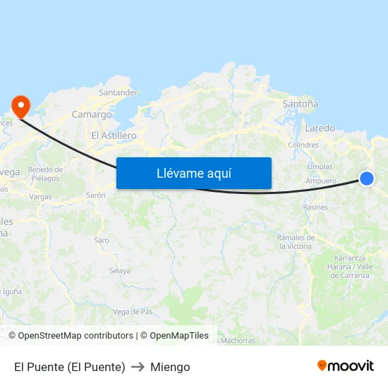 El Puente (El Puente) to Miengo map