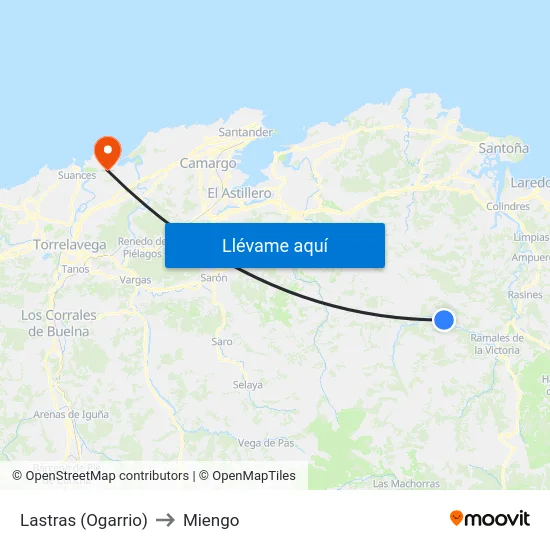 Lastras (Ogarrio) to Miengo map