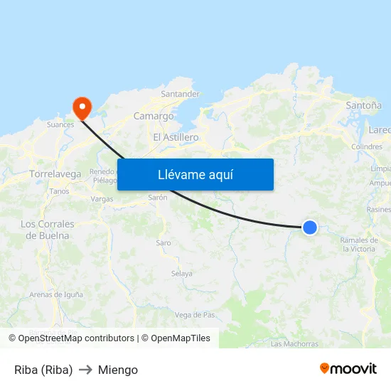 Riba (Riba) to Miengo map