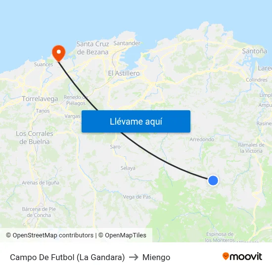 Campo De Futbol (La Gandara) to Miengo map