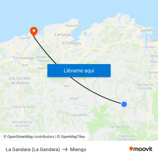 La Gandara (La Gandara) to Miengo map