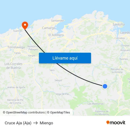 Cruce Aja (Aja) to Miengo map