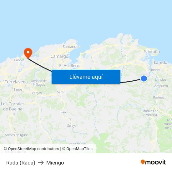 Rada (Rada) to Miengo map