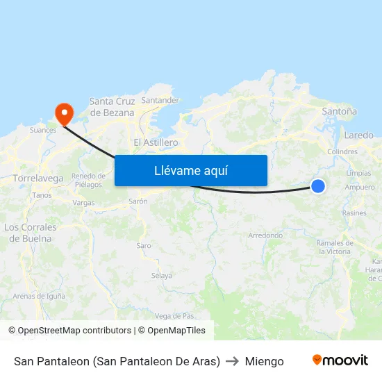 San Pantaleon (San Pantaleon De Aras) to Miengo map