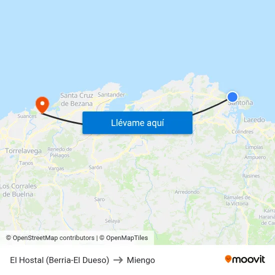 El Hostal (Berria-El Dueso) to Miengo map