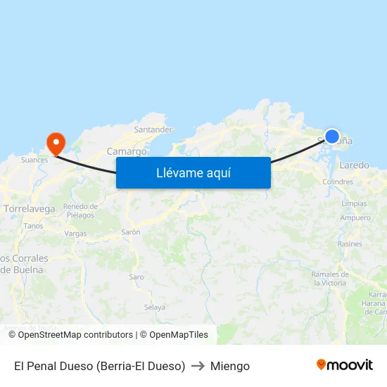 El Penal Dueso (Berria-El Dueso) to Miengo map