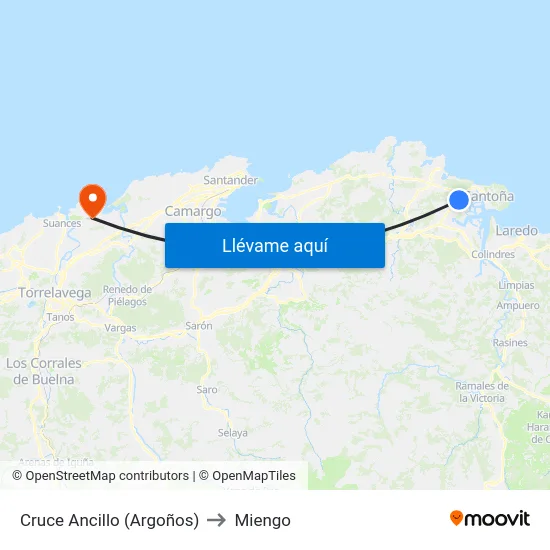 Cruce Ancillo (Argoños) to Miengo map