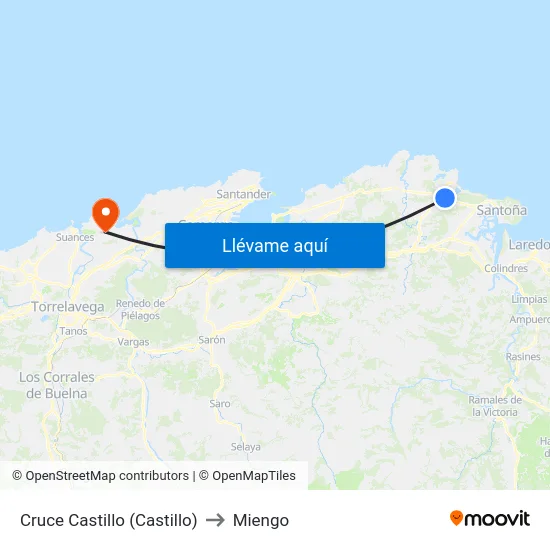 Cruce Castillo (Castillo) to Miengo map