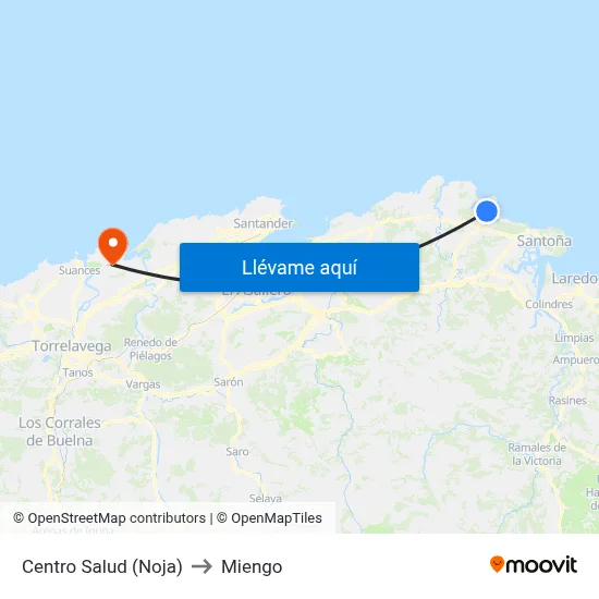 Centro Salud (Noja) to Miengo map