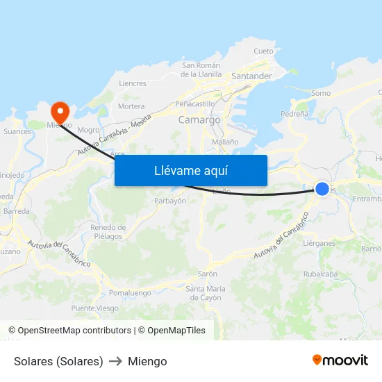 Solares (Solares) to Miengo map