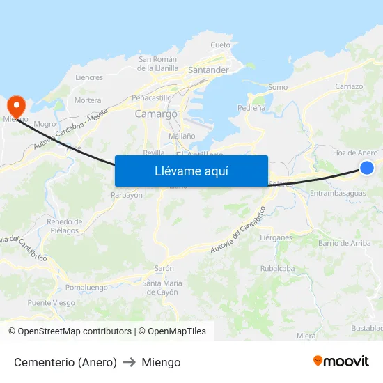 Cementerio (Anero) to Miengo map