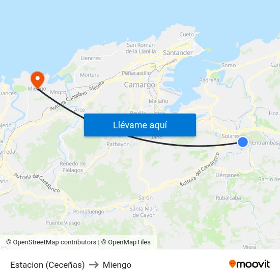 Estacion (Ceceñas) to Miengo map