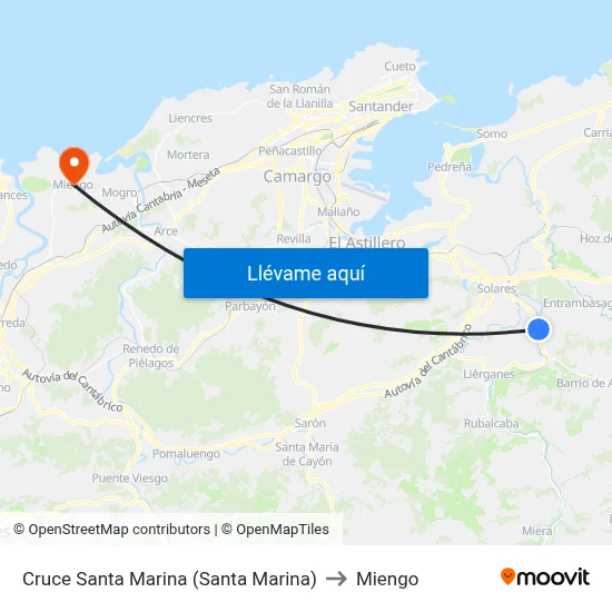 Cruce Santa Marina (Santa Marina) to Miengo map