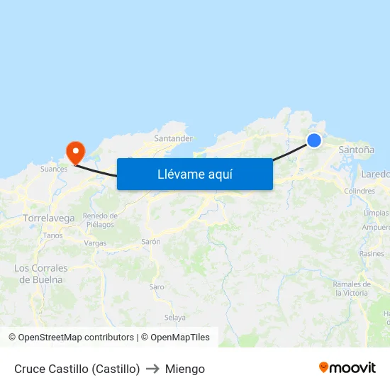 Cruce Castillo (Castillo) to Miengo map