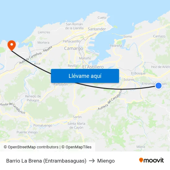 Barrio La Brena (Entrambasaguas) to Miengo map