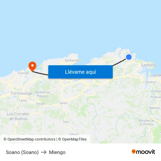 Soano (Soano) to Miengo map