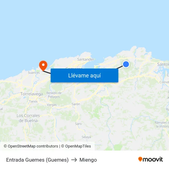 Entrada Guemes (Guemes) to Miengo map