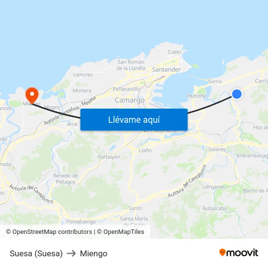 Suesa (Suesa) to Miengo map