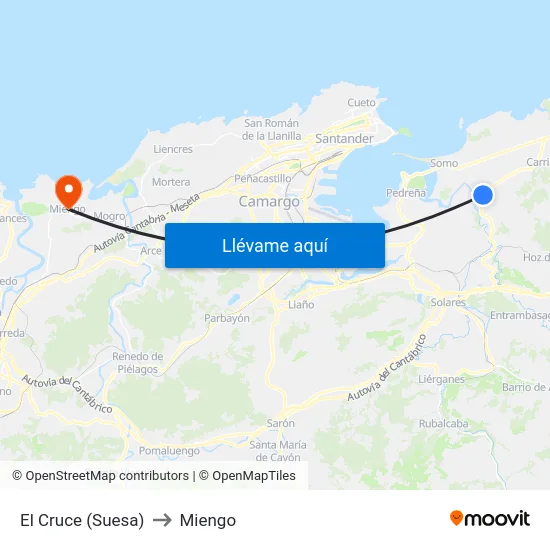 El Cruce (Suesa) to Miengo map