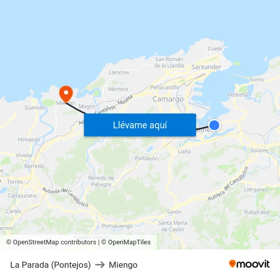 La Parada (Pontejos) to Miengo map