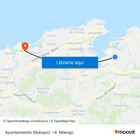 Ayuntamiento (Rubayo) to Miengo map