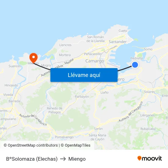BºSolomaza (Elechas) to Miengo map
