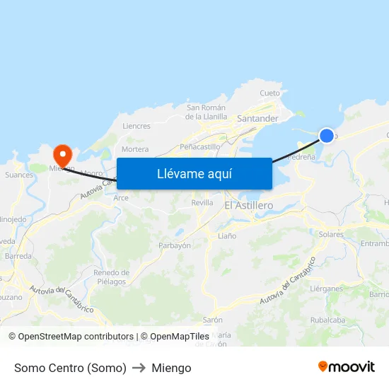 Somo Centro (Somo) to Miengo map