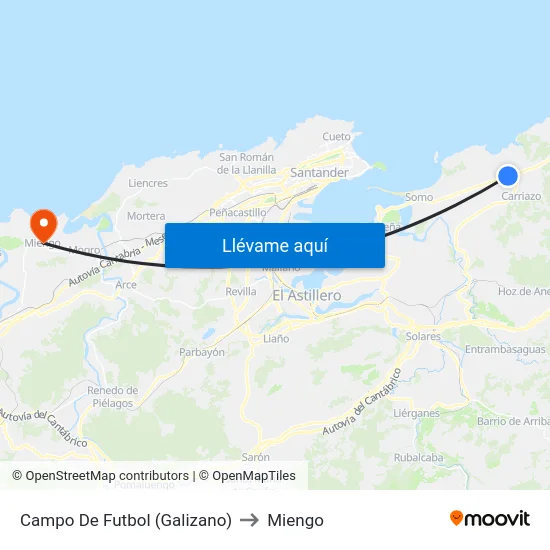 Campo De Futbol (Galizano) to Miengo map