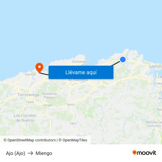 Ajo (Ajo) to Miengo map