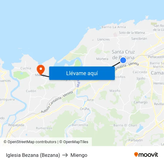 Iglesia Bezana (Bezana) to Miengo map